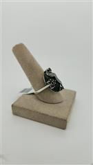 Black Stone Unisex Silver & Stone Ring 925 Silver 7.09g Size:6.5